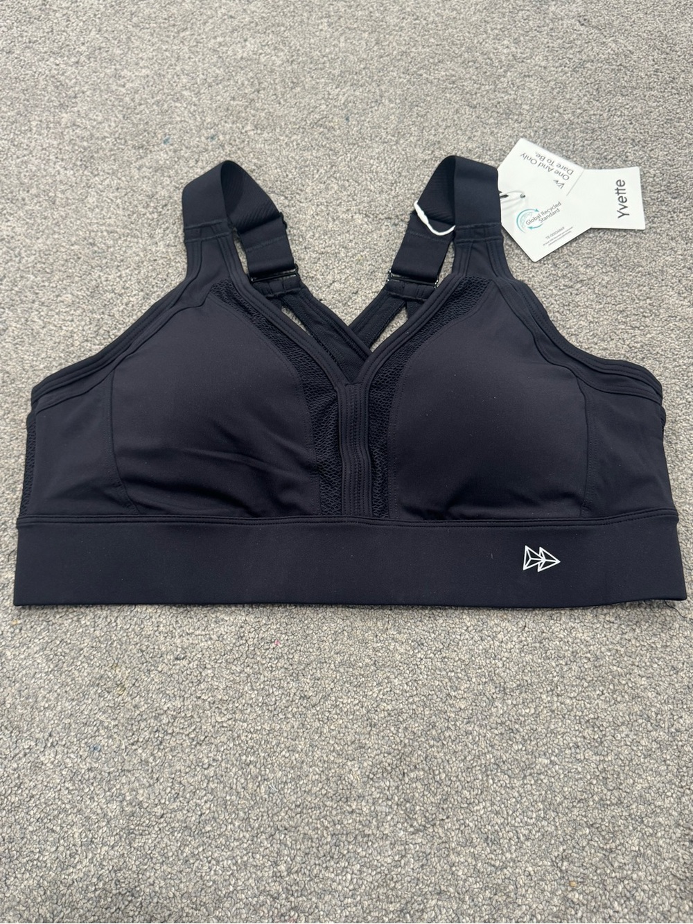 Black High-Impact Sports Bra with V-Panel Support